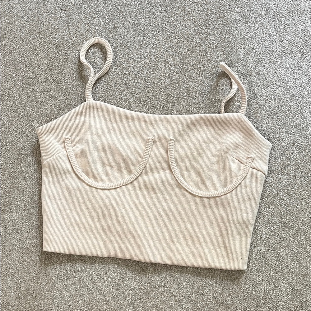 Lulu's Cream Ribbed Crop Top